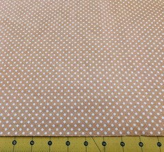 White Dots on Tan 100% cotton fabric sold by the yard #2625