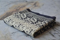 Black & Beige Hand Print Fabric 100% Cotton 4 Yard NO DUTY CHARGES 100%✅ZK-369