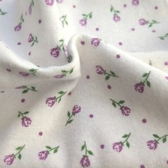Small Dainty Rose Purple Floral Print Cotton Flannel Fabric 45″ By Yard