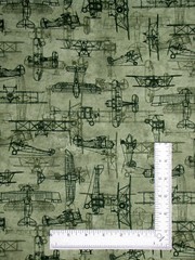 Airplane Fabric Plane Drawings Green By The Yard First In Flight Cotton 3 Wishes