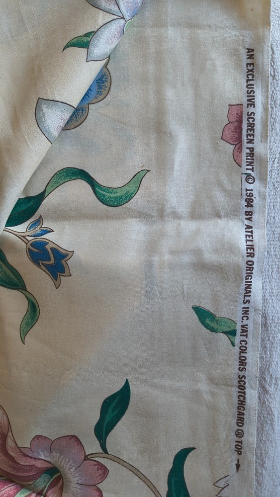 Atelier Originals 1984 Scotchgard Floral Pattern Fabric 3 Remnants