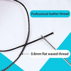 HILELIFE 568 Yards 2 PCS 150D 0.8mm Waxed Thread for Leather Sewing, black