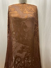 100% Burnout Silk Satin Rich Copper Bronze French Georgette Fabric 2yds 52″ Wide