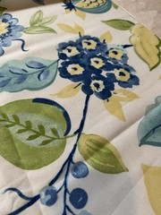Richloom Floral Cotton Duck Fabric Blue Teal Canvas 55” x 55” Home Decor