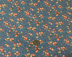 Vtg Allover Floral Print Fabric With Birds Cranston VIP Print Pink Tan Blue BTY