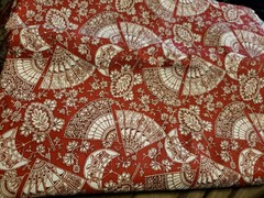 Asian Inspired Florals Fans Unbranded Cotton Fabric 2 Yards