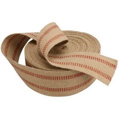 3.5 Inches x 33 Yards Natural Jute Upholstery Webbing with Red Stripes Burlap