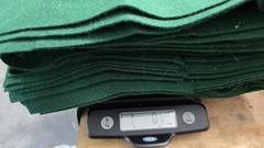 1# Green Felt Pieces- Approx Sizes Are Fifteen 6”x28-34” & Six 6×12″ Pieces