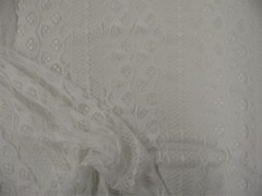 Embroidered Lace Apparel Fabric Sheer White Striped Abstract OO30