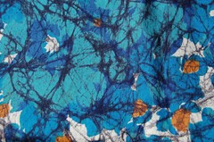 Vintage Blue Floral Batik Fabric, 4.66 Yards