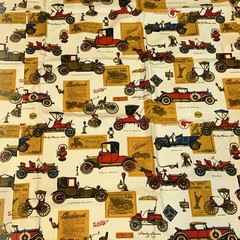 4 Panels VTG Automobile Mercedes Ford 1900s Drapery Curtains Fabric 53” Long