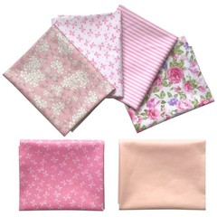 6Pcs 18X22 Inches Cotton Fabric Cute Random Pink Color Fat Quarter Bundles Patch