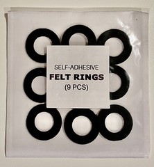 (9) Self-Adhesive Die-Cut Felt Ring Pads Black (Fit JFJ Easy Pro Knob)