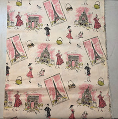 Waverly Tres Chic Cotton Decorator Fabric Pink Paris Art Deco Fashion