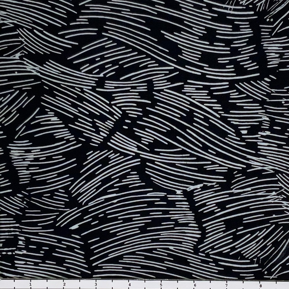 1 Yard Cut of Lunn Fabric Brushstrokes Batik 100% Cotton 4372 Black & White