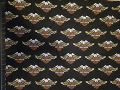 Harley Davidson Black w/wings Logo Cotton Fabric by the 1/2 Yard, 57-58″ Width