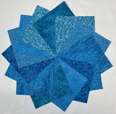 Shades of Turquoise ~ 42 5″ Squares ~ Color Charm Pack