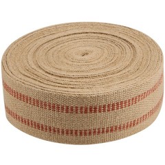 3.5 Inches x 33 Yards Natural Jute Upholstery Webbing with Red Stripes Burlap