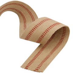 3.5 Inches x 33 Yards Natural Jute Upholstery Webbing with Red Stripes Burlap