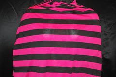Strech Rayon Jersey Knit Fabric Eco-Friendly Yarn Dyed Stripes 1″ Black/Bt Rose