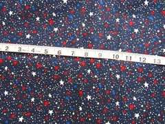 1 yd 100% Cotton Fabric Dark Blue with Red White & Blue Stars All Over