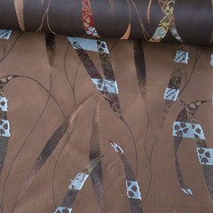 Vtg Luxury Home Decor Fabric Botanical Leaves, Brown, Copper, Red, Spain 5 yds