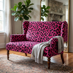 Pink leopard Printed Upholstery Fabric By the Yard