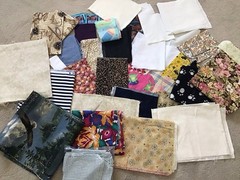 Lot of 50+ Sewing Quilting Material Pieces Scraps Various Shapes Sizes 4 lbs.