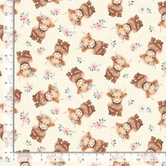 Til Cows Come Home Fabric | Highland Cow Floral Cream | Timeless Treasures YARD