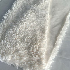 Faux Fur Fabric Remnant Off White Polyester Stretch Knit Minky 1-inch Pile