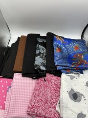 Mixed Fabric Remnant Lot Cotton Satin Muslin Prints Solids Craft Sewing