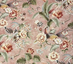P KAUFMANN PASSERINE PAVILLION BLUSH PINK GREEN BIRD FLORAL FABRIC BY YARD 54″W