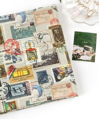 Vintage Retro Postage Stamp Patterned Fabric made in Korea By the Half Yard