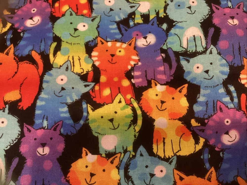 Colorful cats on quilting cotton 1/3 Yard