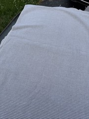 Vintage Brown White Gingham Linen Fabric Check Woven 4 Yards Rare