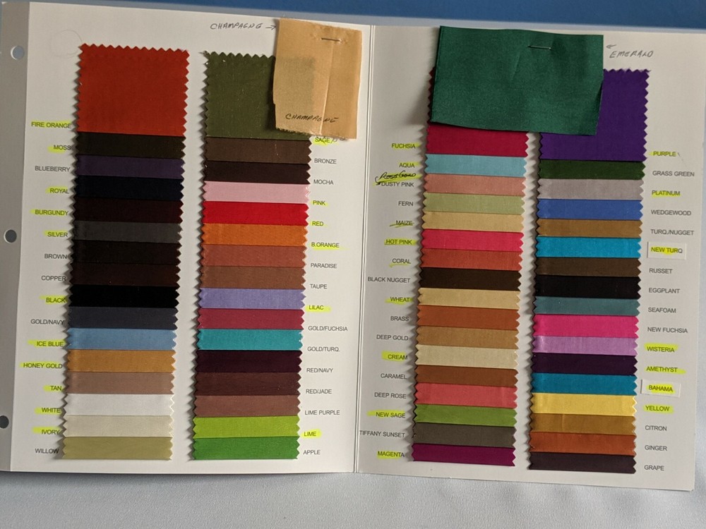 Taffeta by the yard 59″ wide for dress or wedding decoration, many colors.