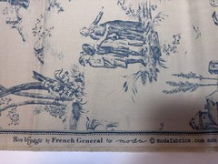 1 Yard French General by Bon Voyage Toile For Moda Cotton Tan And Blue Fabric