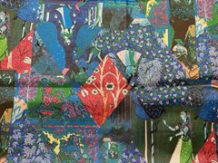 Vintage Rayon Fabric Indian Pictorial Pichwai Krishna Colorful 3.4 Yards