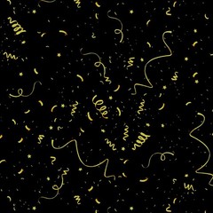 Christmas Fabric | Winter Rose Ribbon Toss Gold Black | Timeless Treasures YARD