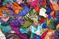 100 g Recycled Sari Silk Fabric snippets Sari Remnant Fabri mix lot Multi colors