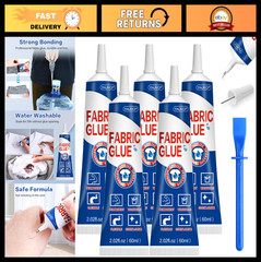 5x60ML Fabric Glue for Clothing – Permanent Washable Adhesive, No-Sew Clear Fusi