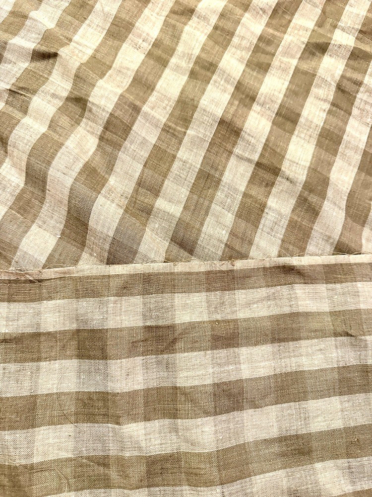 100% Flax Linen Fabric Multi Color Check Yarn Dyed Medium 57″ Wide