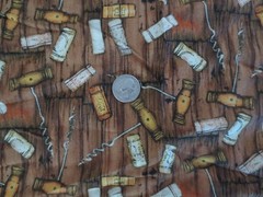 5152. SUSAN WINGET Bergen Valley WINE CORK SCREWS Cotton FABRIC – 43″ x 3/4 yd.