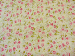 Vintage Cotton Fabric All over Print Pink Tulips 1yd x 44″