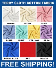 Solid Color Terry Cloth Fabric – 10 oz – 100% Cotton – 45″ Wide – by the Yard