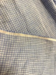 Blue White Linen Fabric Yarn Dyed Check Textured 55” Wide BTY