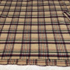 Wool Blend Fabric 2 Pieces Totals 4 Yards 55” Wide Tan Red Green Plaid Sew/Craft