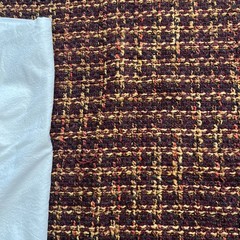 VTG Upholstry Weight Autumnal Plaid Wine Boucle Woven Fabric Remnant 58″ x 36″