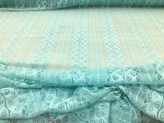 Embroidered Stretch Lace Apparel Fabric Sheer Robin Blue Stripe Abstract ZZ312