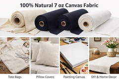 Sedona Designz 60″ Wide Cotton Duck Canvas Fabric – 7Oz Durable 100% Cotton (Bla